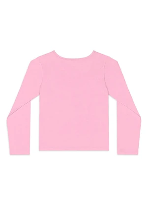 Quimby - Blusa Manga Longa Infantil em Cotton Rosa - QUIMBY