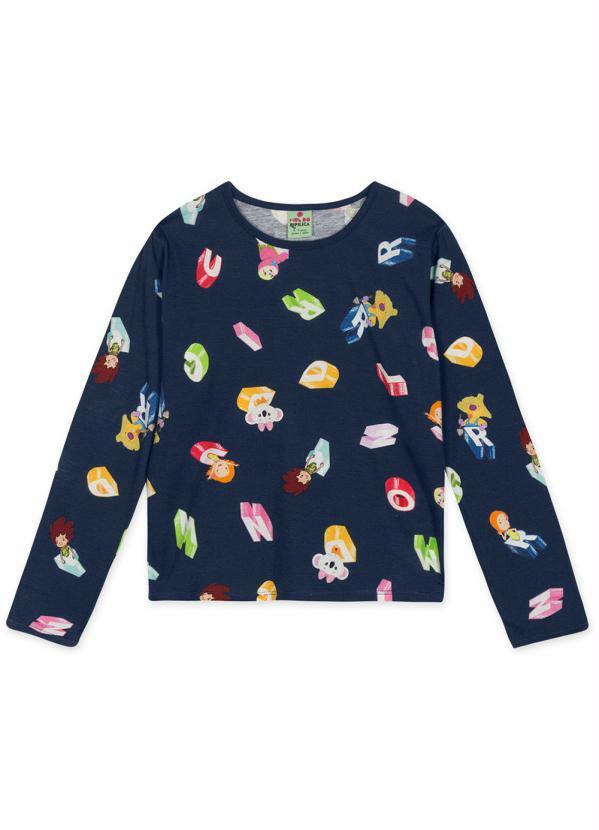 Lilica Ripilica - Blusa Manga Longa Infantil Menina Azul