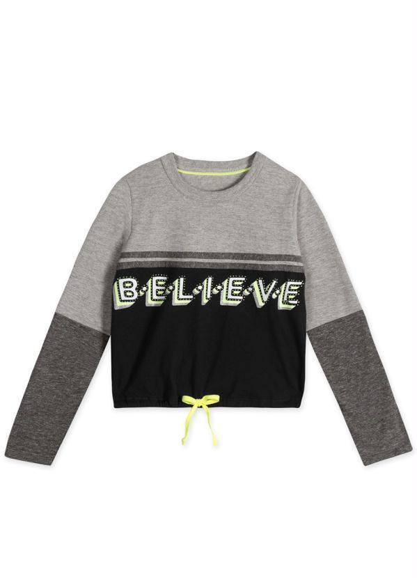 Marisol - Blusa Manga Longa Infantil Menina Cinza