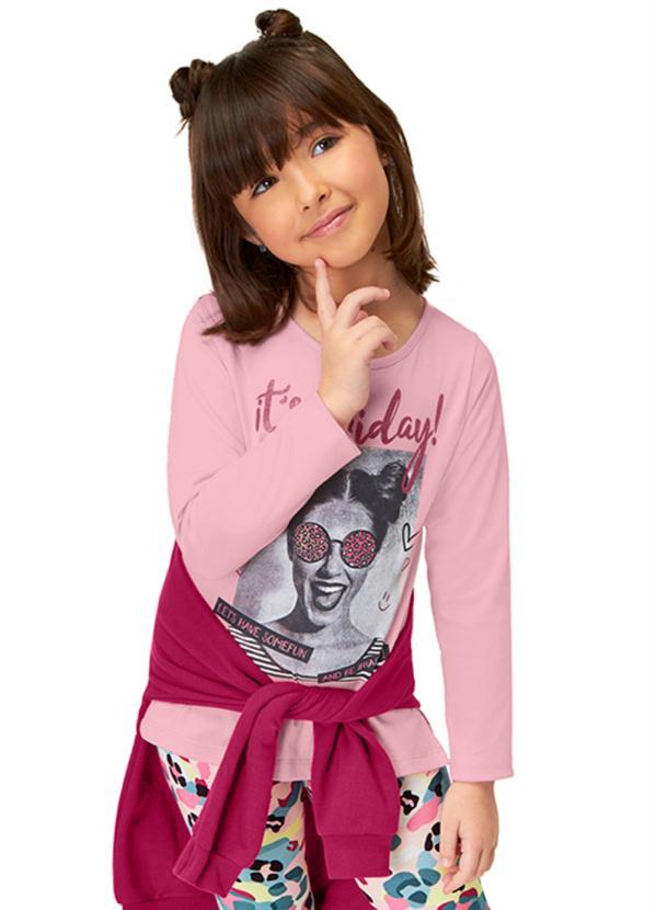Marisol Play - Blusa Manga Longa Infantil Feminina Rosa