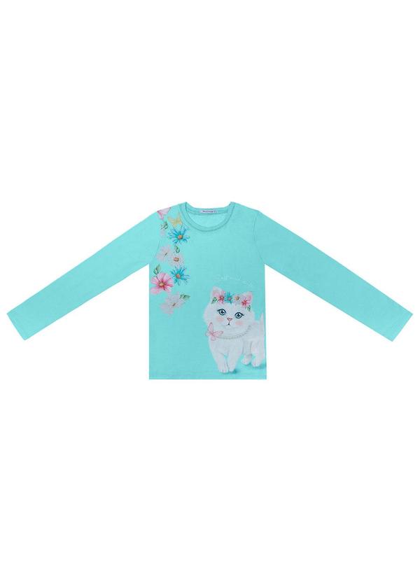Trick Nick - Blusa Manga Longa Infantil Gatinho Azul