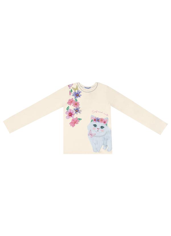 Trick Nick - Blusa Manga Longa Infantil Gatinho Bege