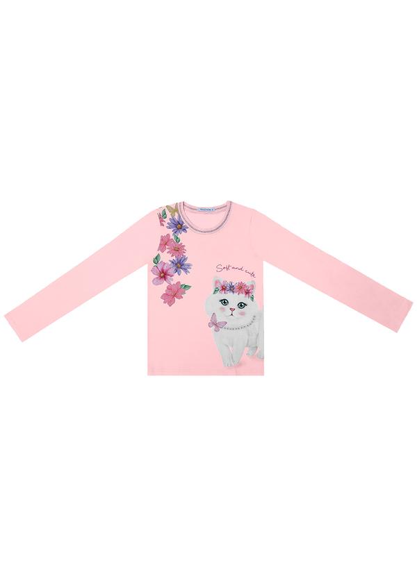 Trick Nick - Blusa Manga Longa Infantil Gatinho Rosa
