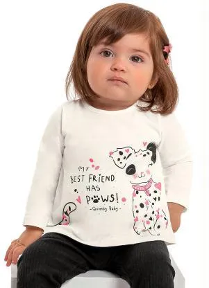 Quimby - Blusa Manga Longa Infantil Menina Bege - QUIMBY