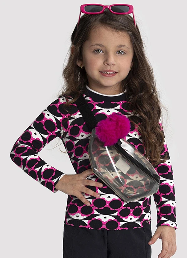 Alakazoo - Blusa Manga Longa Infantil Menina Estampada Preto