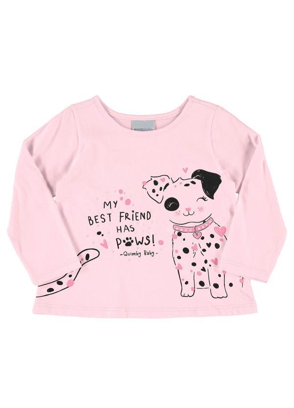 Quimby - Blusa Manga Longa Infantil Menina Rosa