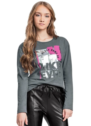 Gloss - Blusa Manga Longa Juvenil Cinza - GLOSS