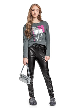 Gloss - Blusa Manga Longa Juvenil Cinza - GLOSS