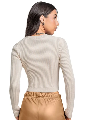 Gloss - Blusa Manga Longa Juvenil em Tricô Branco - GLOSS