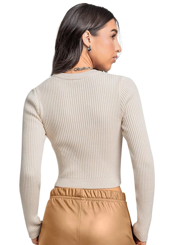 Gloss - Blusa Manga Longa Juvenil em Tricô Branco 2