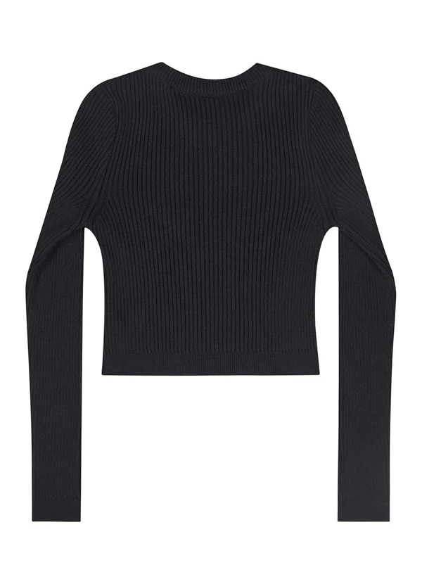 Gloss - Blusa Manga Longa Juvenil em Tricô Preto 4