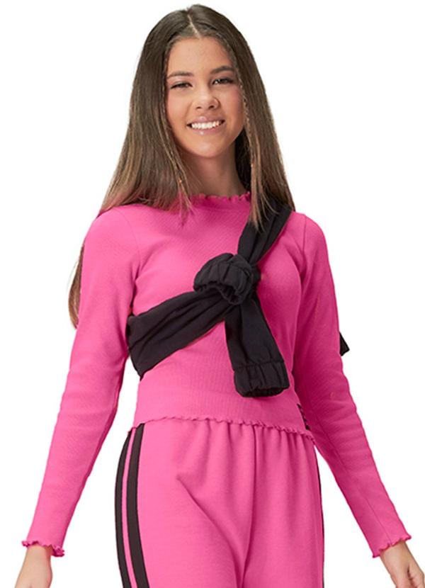 Hapier - Blusa Manga Longa Juvenil Feminina Rosa