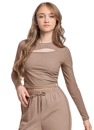 Gloss - Blusa Manga Longa Juvenil Marrom - GLOSS