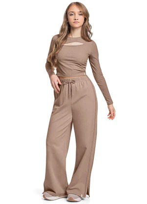 Gloss - Blusa Manga Longa Juvenil Marrom - GLOSS