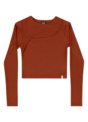 Gloss - Blusa Manga Longa Juvenil Marrom - GLOSS