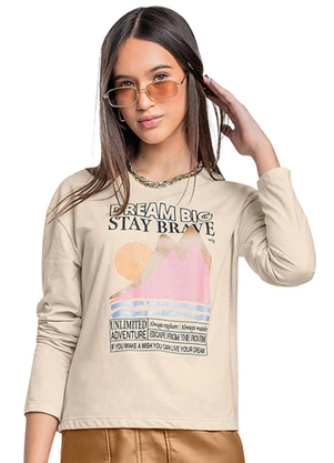 Gloss - Blusa Manga Longa Juvenil Meia Malha Bege - GLOSS