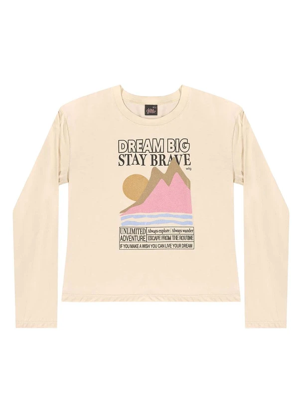 Gloss - Blusa Manga Longa Juvenil Meia Malha Bege 3