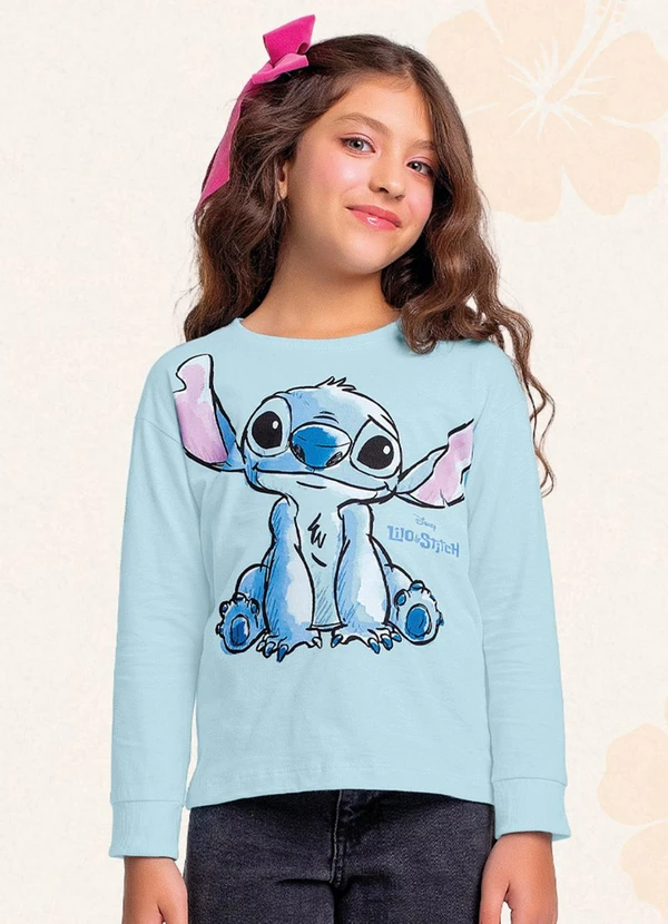 Fakini Kids - Blusa Manga Longa Lilo & Stitch Azul 3