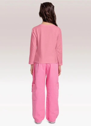Fakini Kids - Blusa Manga Longa Lilo & Stitch Rosa - FAKINI KIDS