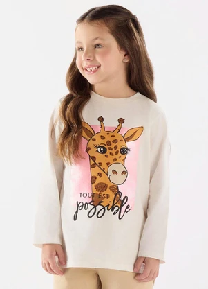 Up Baby - Blusa Manga Longa Meia Malha Bege - UP BABY