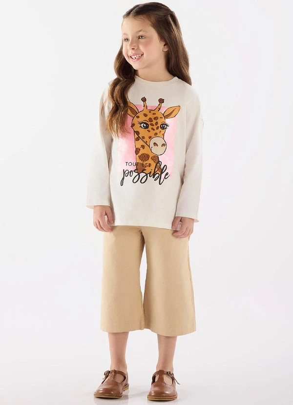 Up Baby - Blusa Manga Longa Meia Malha Bege 2