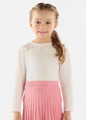 Up Baby - Blusa Manga Longa Meia Malha Bege - UP BABY