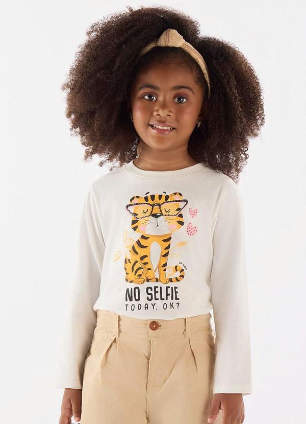 Up Baby - Blusa Manga Longa Meia Malha Bege