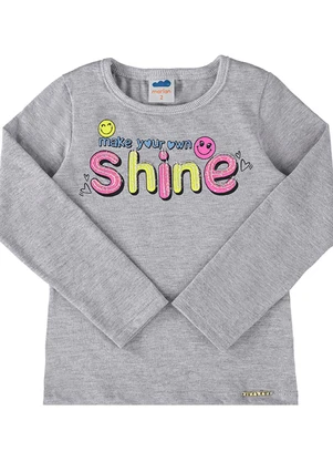 Marlan - Blusa Manga Longa Meia Malha Estampa Cinza - MARLAN