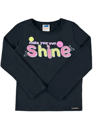 Marlan - Blusa Manga Longa Meia Malha Estampa Preto - MARLAN