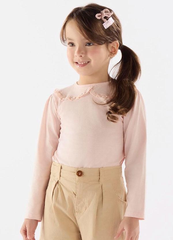 Up Baby - Blusa Manga Longa Meia Malha Rosa 1