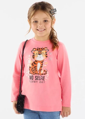 Up Baby - Blusa Manga Longa Meia Malha Rosa - UP BABY