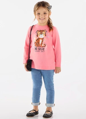 Up Baby - Blusa Manga Longa Meia Malha Rosa - UP BABY