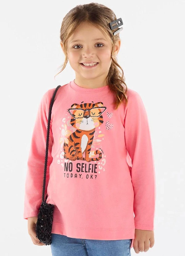 Up Baby - Blusa Manga Longa Meia Malha Rosa