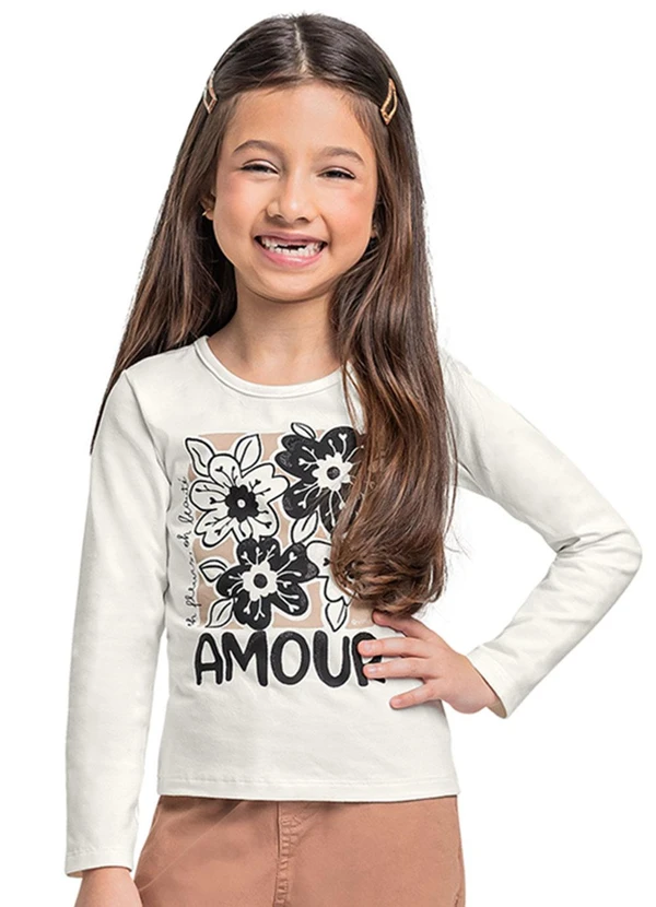 Quimby - Blusa Manga Longa Menina Bege