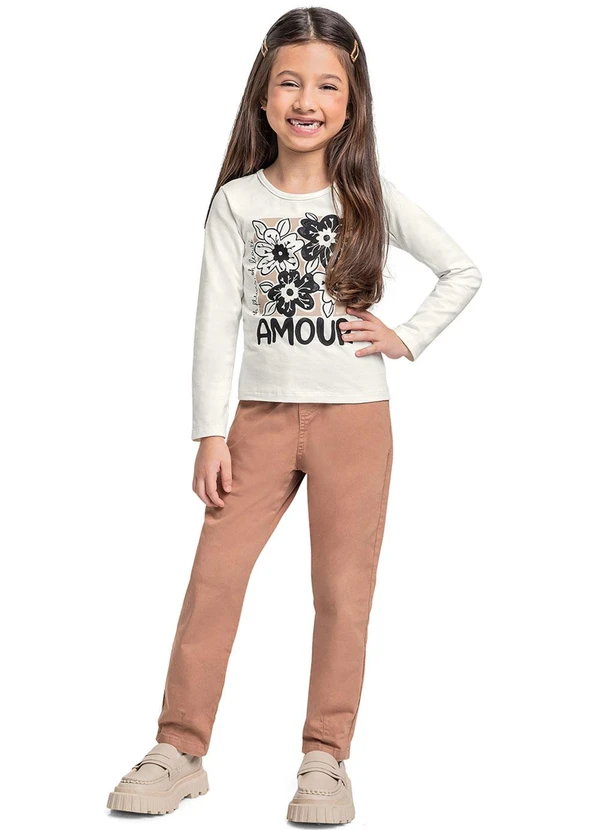 Quimby - Blusa Manga Longa Menina Bege 2