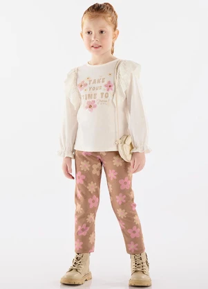 Up Baby - Blusa Manga Longa Menina Bege - UP BABY