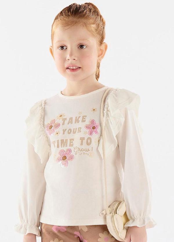 Up Baby - Blusa Manga Longa Menina Bege