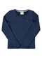 Milli e Nina - Blusa Manga Longa Menina em Cotton Penteado Azul - variação: Azul