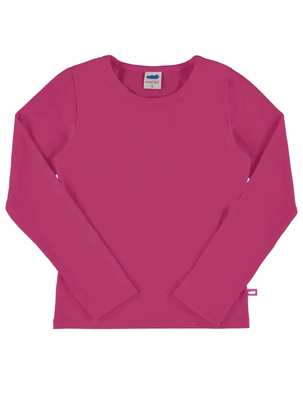 Marlan - Blusa Manga Longa Menina em Cotton Penteado Rosa 1
