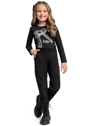 Quimby - Blusa Manga Longa Menina Preto - QUIMBY