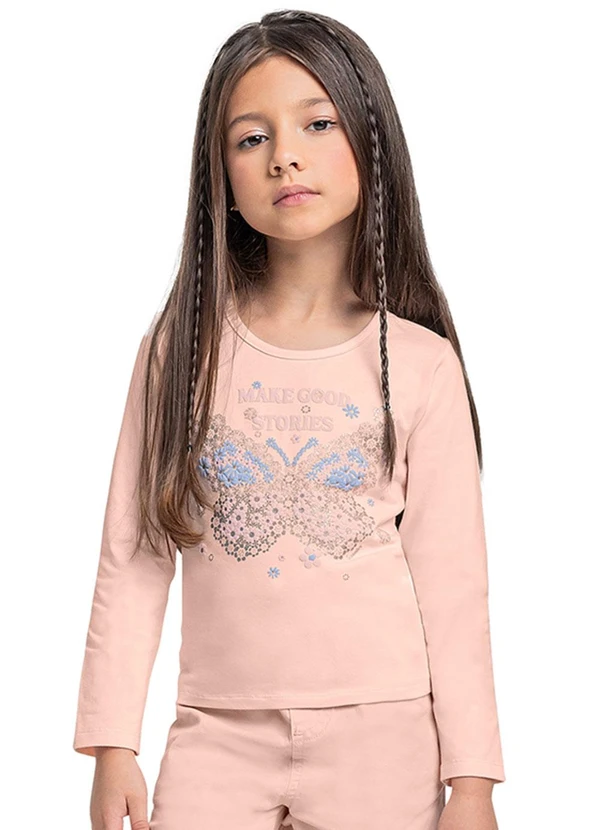 Quimby - Blusa Manga Longa Menina Rosa
