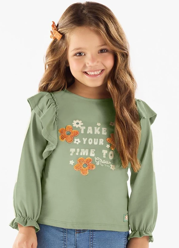 Up Baby - Blusa Manga Longa Menina Verde