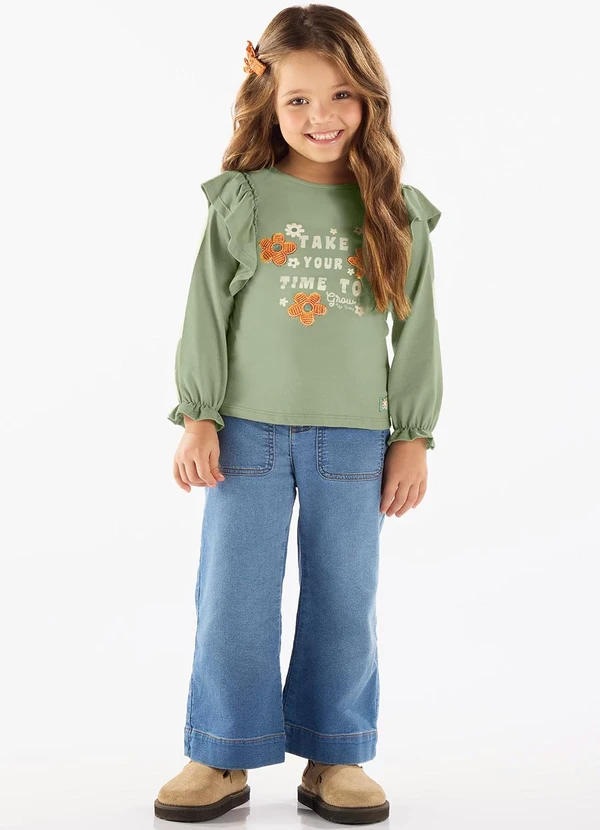 Up Baby - Blusa Manga Longa Menina Verde 2