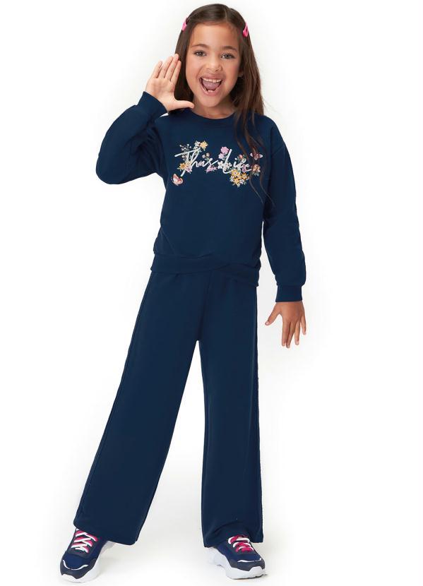 Marisol - Blusa Manga Longa Moletom Infantil Menina Azul 2