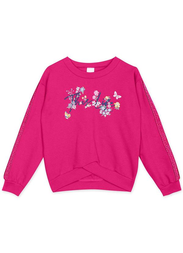 Marisol - Blusa Manga Longa Moletom Infantil Feminina Rosa