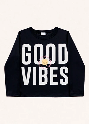 Fakini Kids - Blusa Manga Longa Preto - FAKINI KIDS