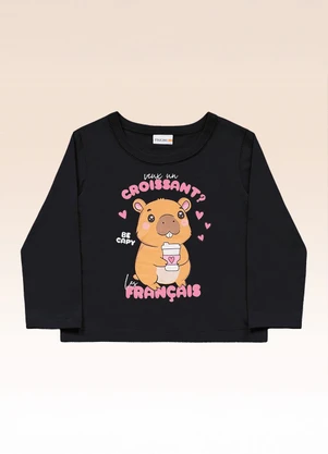 Fakini Kids - Blusa Manga Longa Preto - FAKINI KIDS