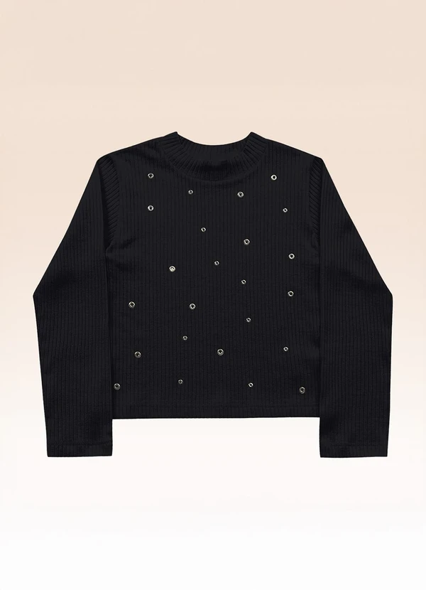 Fakini Kids - Blusa Manga Longa Preto