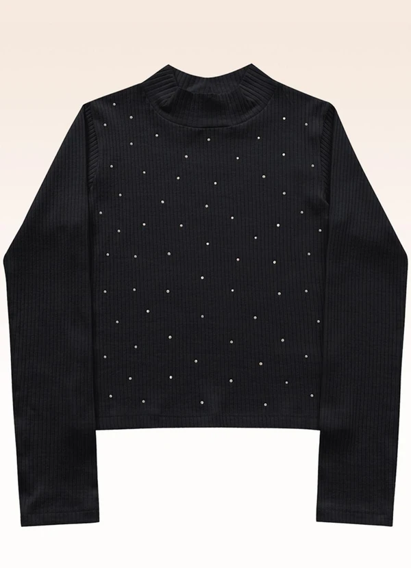 Fakini Kids - Blusa Manga Longa Preto