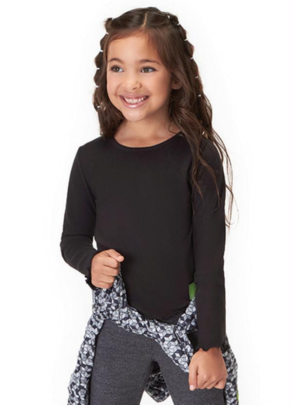 Marisol - Blusa Manga Longa Tricô Infantil Menina Preto